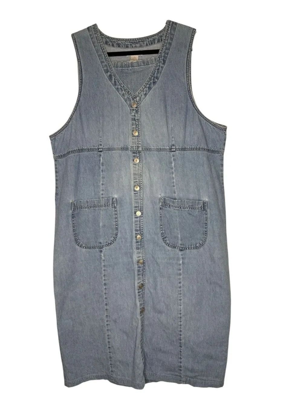 Vintage Cherokee Denim Overall Dress Sz 22W Light Wash Granola Girl, 90’s/Y2K